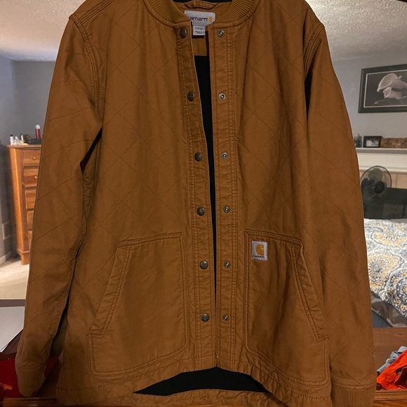 NWOT Carhartt Brown Canvas Fleece Lined Jacket♥️♥️ - Picture 2 of 10